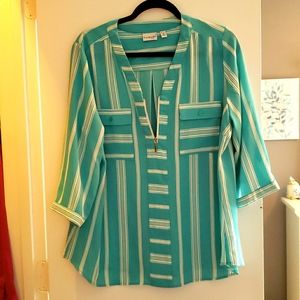 Green and white blouse